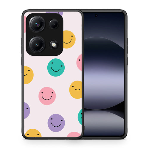Θήκη Xiaomi Redmi Note 14S Smiley Faces από τη Smartfits με σχέδιο στο πίσω μέρος και μαύρο περίβλημα | Xiaomi Redmi Note 14S Smiley Faces case with colorful back and black bezels