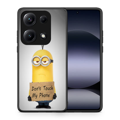 Θήκη Xiaomi Redmi Note 14S Minion Text από τη Smartfits με σχέδιο στο πίσω μέρος και μαύρο περίβλημα | Xiaomi Redmi Note 14S Minion Text case with colorful back and black bezels