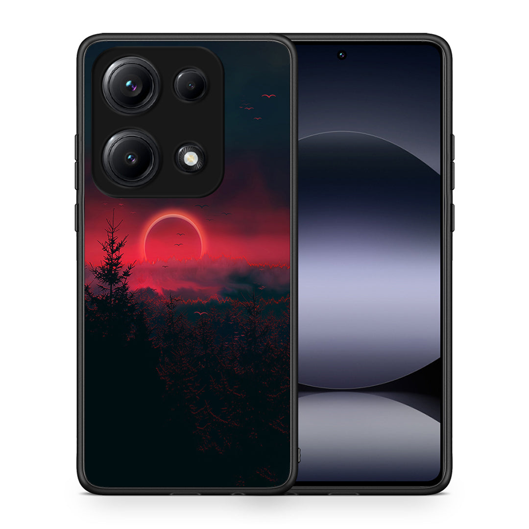 Θήκη Xiaomi Redmi Note 14S Sunset Tropic από τη Smartfits με σχέδιο στο πίσω μέρος και μαύρο περίβλημα | Xiaomi Redmi Note 14S Sunset Tropic case with colorful back and black bezels