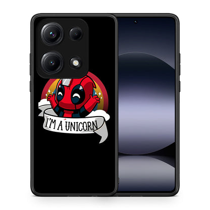 Θήκη Xiaomi Redmi Note 14S Unicorn Deadpool από τη Smartfits με σχέδιο στο πίσω μέρος και μαύρο περίβλημα | Xiaomi Redmi Note 14S Unicorn Deadpool case with colorful back and black bezels