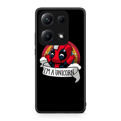 Xiaomi Redmi Note 14S Unicorn Deadpool θήκη από τη Smartfits με σχέδιο στο πίσω μέρος και μαύρο περίβλημα | Smartphone case with colorful back and black bezels by Smartfits