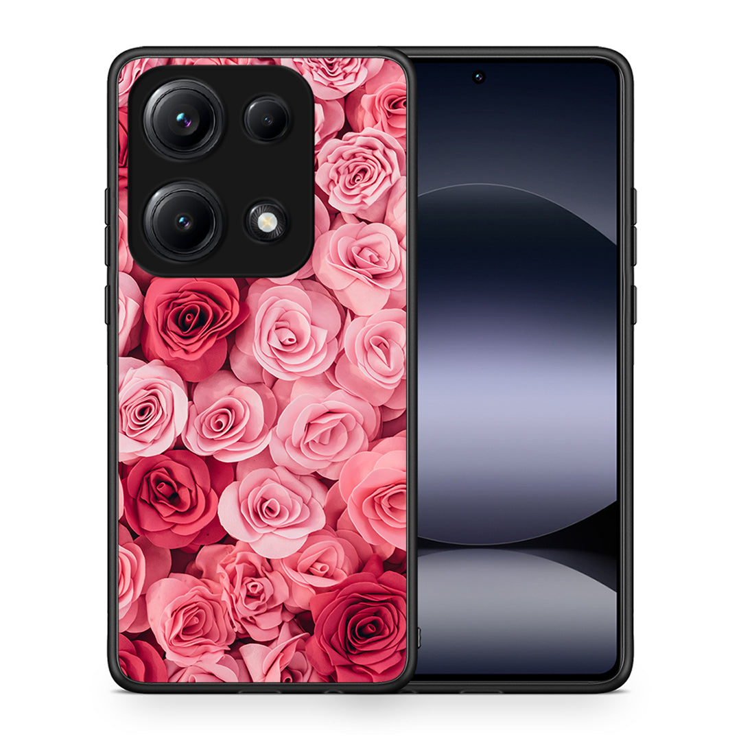 Θήκη Xiaomi Redmi Note 14S RoseGarden Valentine από τη Smartfits με σχέδιο στο πίσω μέρος και μαύρο περίβλημα | Xiaomi Redmi Note 14S RoseGarden Valentine case with colorful back and black bezels