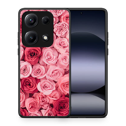 Θήκη Xiaomi Redmi Note 14S RoseGarden Valentine από τη Smartfits με σχέδιο στο πίσω μέρος και μαύρο περίβλημα | Xiaomi Redmi Note 14S RoseGarden Valentine case with colorful back and black bezels