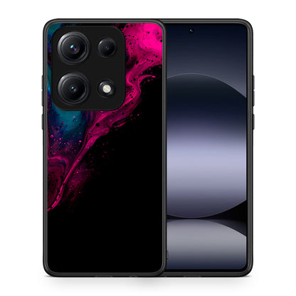 Θήκη Xiaomi Redmi Note 14S Pink Black Watercolor από τη Smartfits με σχέδιο στο πίσω μέρος και μαύρο περίβλημα | Xiaomi Redmi Note 14S Pink Black Watercolor case with colorful back and black bezels