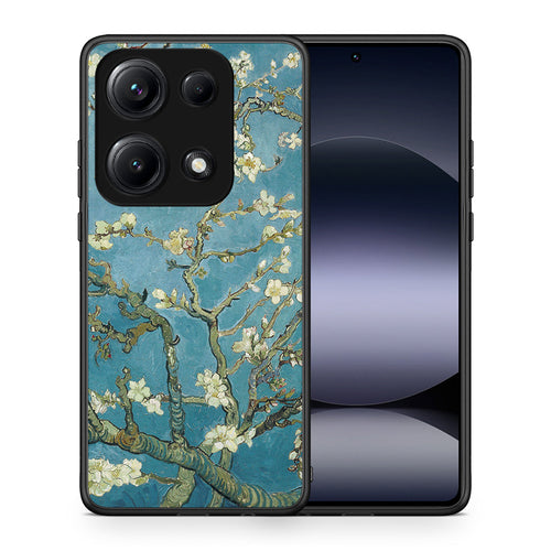 Θήκη Xiaomi Redmi Note 14S White Blossoms από τη Smartfits με σχέδιο στο πίσω μέρος και μαύρο περίβλημα | Xiaomi Redmi Note 14S White Blossoms case with colorful back and black bezels