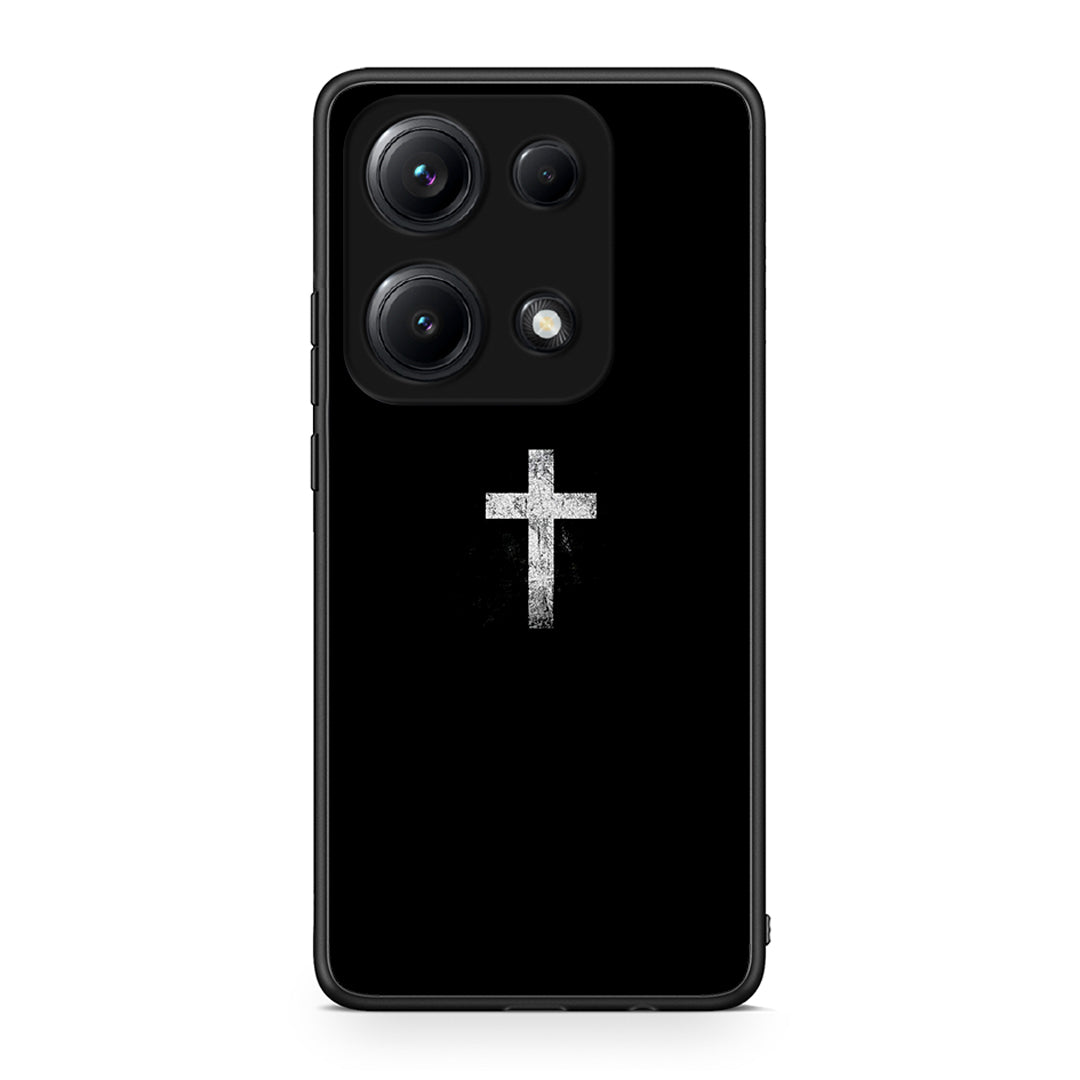 Xiaomi Redmi Note 14S White Cross θήκη από τη Smartfits με σχέδιο στο πίσω μέρος και μαύρο περίβλημα | Smartphone case with colorful back and black bezels by Smartfits