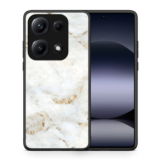 Θήκη Xiaomi Redmi Note 14S White Gold Marble από τη Smartfits με σχέδιο στο πίσω μέρος και μαύρο περίβλημα | Xiaomi Redmi Note 14S White Gold Marble case with colorful back and black bezels