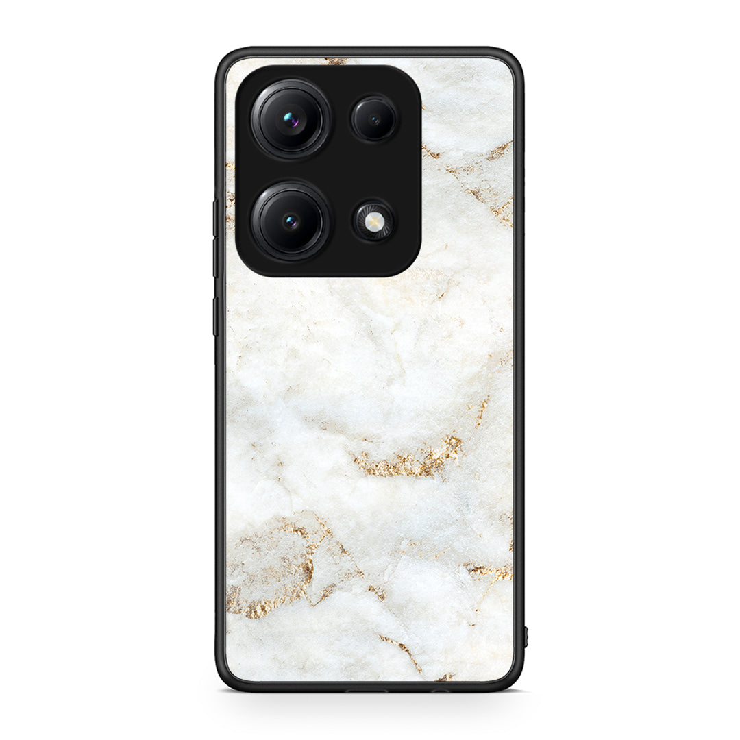 Xiaomi Redmi Note 14S White Gold Marble θήκη από τη Smartfits με σχέδιο στο πίσω μέρος και μαύρο περίβλημα | Smartphone case with colorful back and black bezels by Smartfits