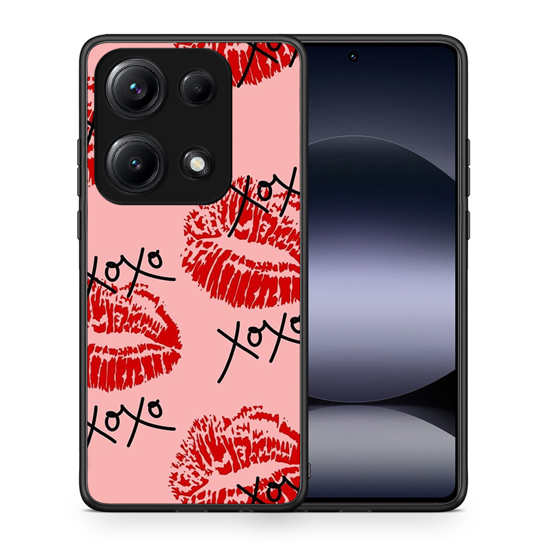 Θήκη Xiaomi Redmi Note 14S XOXO Lips από τη Smartfits με σχέδιο στο πίσω μέρος και μαύρο περίβλημα | Xiaomi Redmi Note 14S XOXO Lips case with colorful back and black bezels