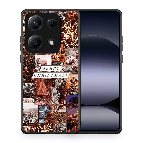 Θήκη Xiaomi Redmi Note 14S Xmas Collage από τη Smartfits με σχέδιο στο πίσω μέρος και μαύρο περίβλημα | Xiaomi Redmi Note 14S Xmas Collage case with colorful back and black bezels