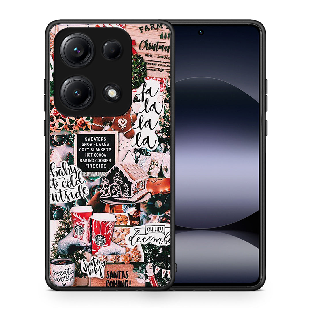 Θήκη Xiaomi Redmi Note 14S Xmas Habbits από τη Smartfits με σχέδιο στο πίσω μέρος και μαύρο περίβλημα | Xiaomi Redmi Note 14S Xmas Habbits case with colorful back and black bezels