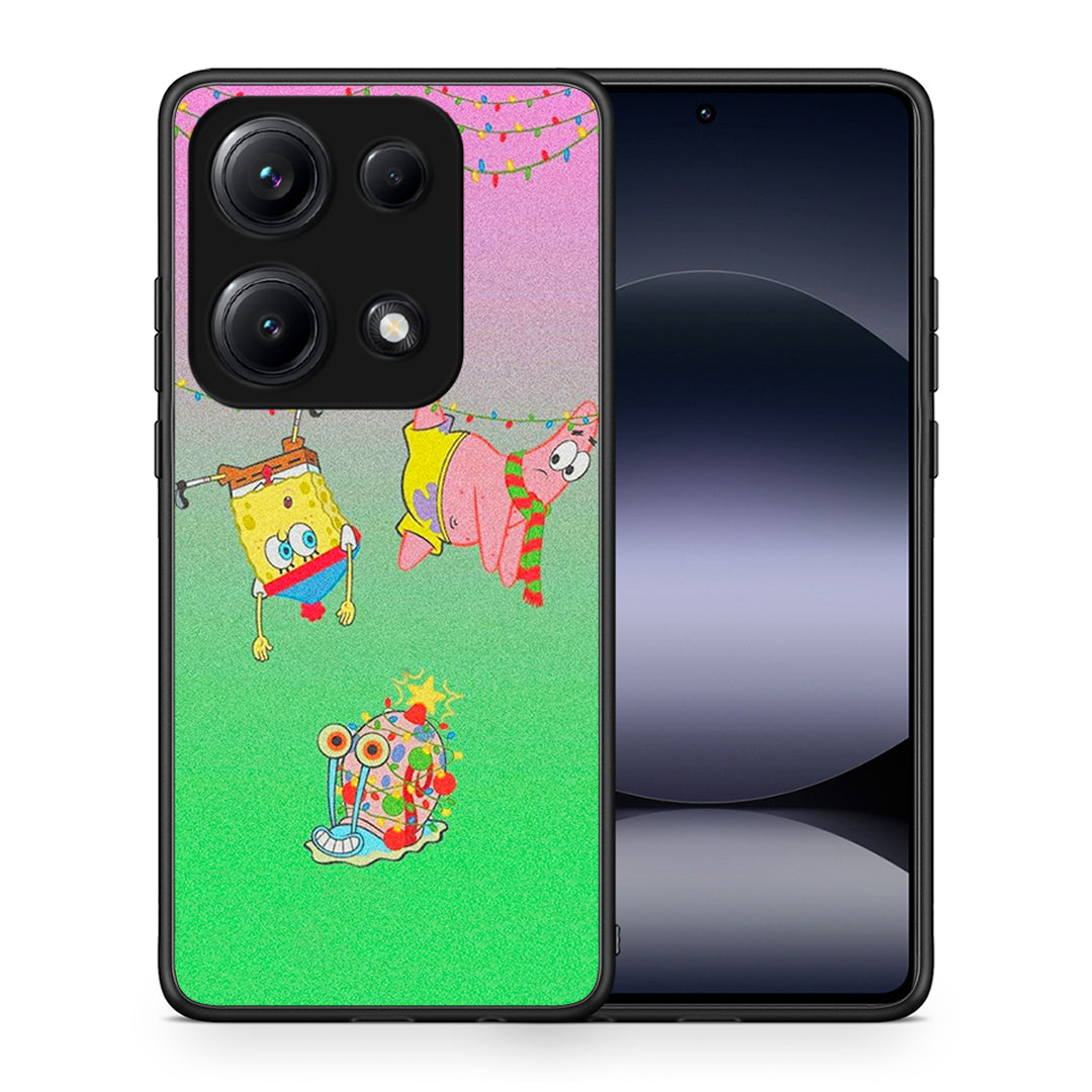 Θήκη Xiaomi Redmi Note 14S Xmas Lights από τη Smartfits με σχέδιο στο πίσω μέρος και μαύρο περίβλημα | Xiaomi Redmi Note 14S Xmas Lights case with colorful back and black bezels