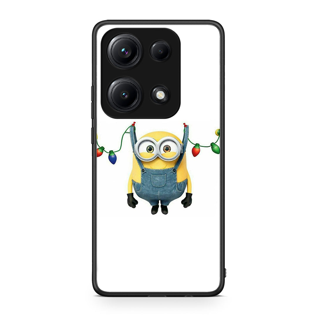 Xiaomi Redmi Note 14S Xmas Minion Lights θήκη από τη Smartfits με σχέδιο στο πίσω μέρος και μαύρο περίβλημα | Smartphone case with colorful back and black bezels by Smartfits