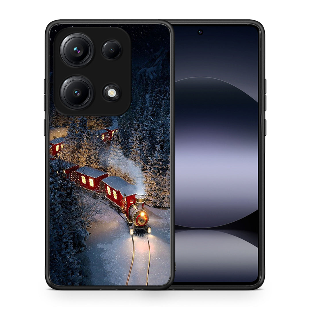 Θήκη Xiaomi Redmi Note 14S Xmas Train από τη Smartfits με σχέδιο στο πίσω μέρος και μαύρο περίβλημα | Xiaomi Redmi Note 14S Xmas Train case with colorful back and black bezels