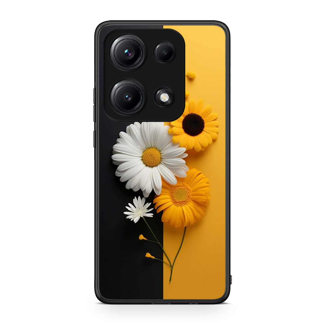 Xiaomi Redmi Note 14S Yellow Daisies θήκη από τη Smartfits με σχέδιο στο πίσω μέρος και μαύρο περίβλημα | Smartphone case with colorful back and black bezels by Smartfits