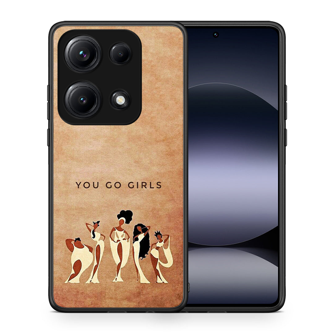 Θήκη Xiaomi Redmi Note 14S You Go Girl από τη Smartfits με σχέδιο στο πίσω μέρος και μαύρο περίβλημα | Xiaomi Redmi Note 14S You Go Girl case with colorful back and black bezels