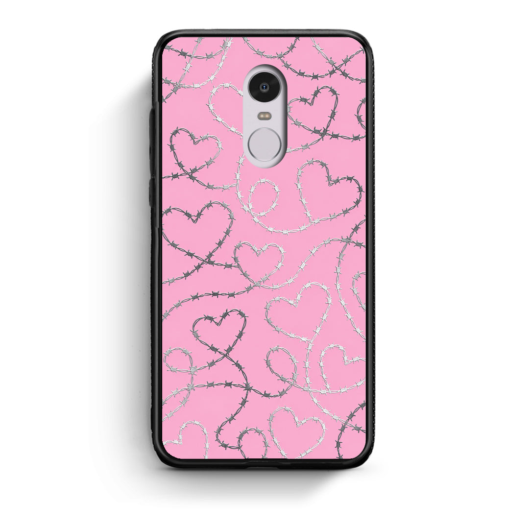 Θήκη Xiaomi Redmi Note 4 / 4X Barbed Wire Hearts on Pink από τη Smartfits με σχέδιο στο πίσω μέρος και μαύρο περίβλημα | Xiaomi Redmi Note 4 / 4X Barbed Wire Hearts on Pink case with colorful back and black bezels