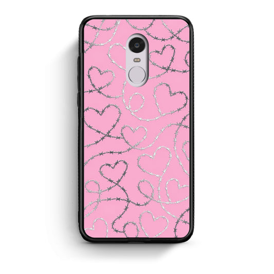 Θήκη Xiaomi Redmi Note 4 / 4X Barbed Wire Hearts on Pink από τη Smartfits με σχέδιο στο πίσω μέρος και μαύρο περίβλημα | Xiaomi Redmi Note 4 / 4X Barbed Wire Hearts on Pink case with colorful back and black bezels