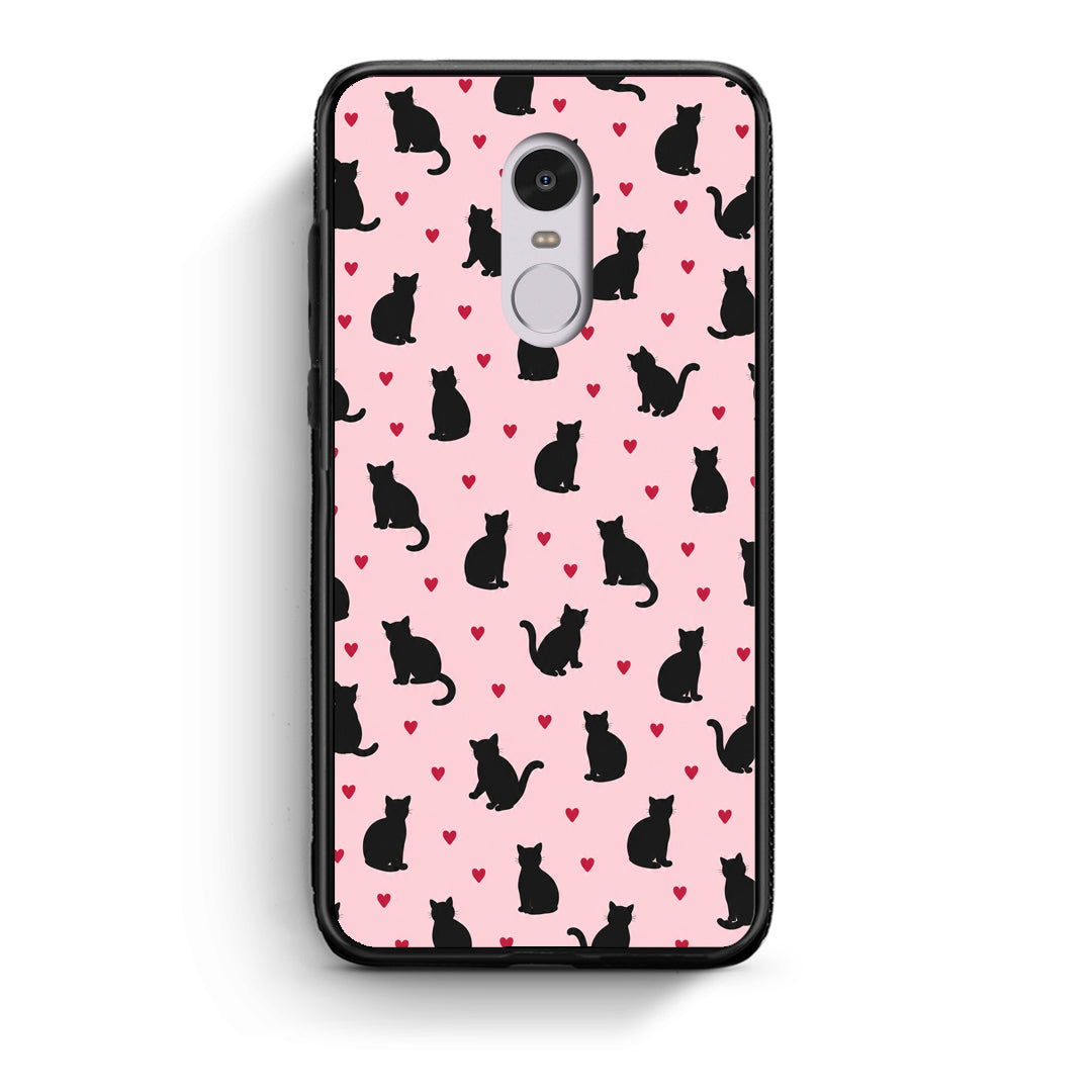 Θήκη Xiaomi Redmi Note 4 / 4X Black Cat Silhouettes and Hearts on Pink από τη Smartfits με σχέδιο στο πίσω μέρος και μαύρο περίβλημα | Xiaomi Redmi Note 4 / 4X Black Cat Silhouettes and Hearts on Pink case with colorful back and black bezels