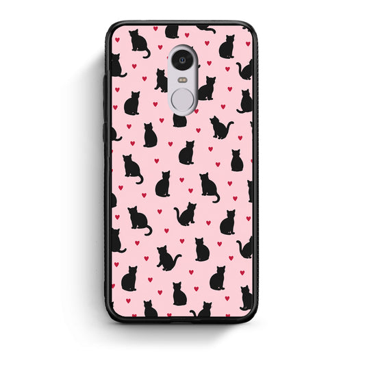 Θήκη Xiaomi Redmi Note 4 / 4X Black Cat Silhouettes and Hearts on Pink από τη Smartfits με σχέδιο στο πίσω μέρος και μαύρο περίβλημα | Xiaomi Redmi Note 4 / 4X Black Cat Silhouettes and Hearts on Pink case with colorful back and black bezels
