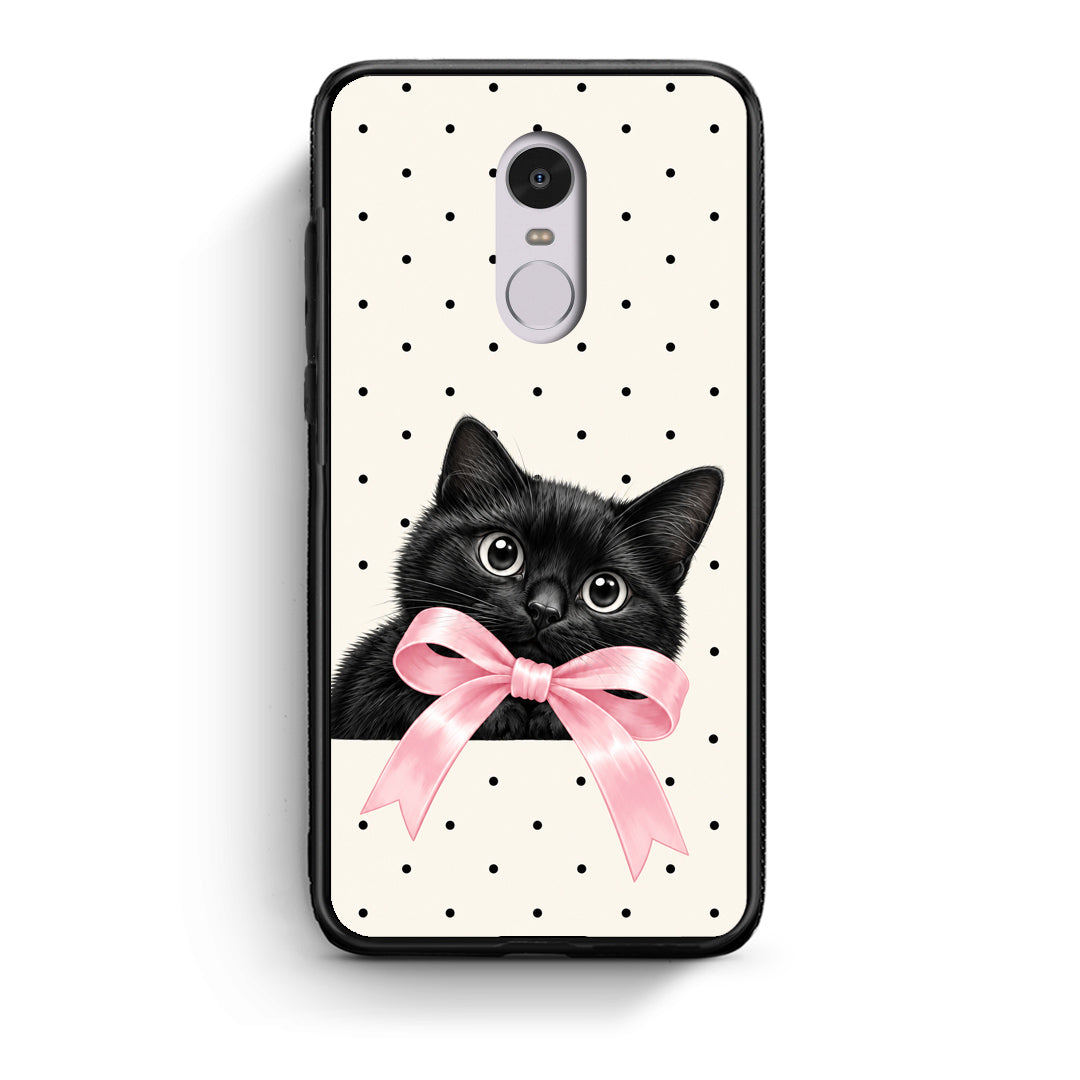 Θήκη Xiaomi Redmi Note 4 / 4X Black Kitten Pink Bow and Polka Dots από τη Smartfits με σχέδιο στο πίσω μέρος και μαύρο περίβλημα | Xiaomi Redmi Note 4 / 4X Black Kitten Pink Bow and Polka Dots case with colorful back and black bezels
