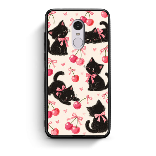 Θήκη Xiaomi Redmi Note 4 / 4X Black Kittens and Cherries on Cream από τη Smartfits με σχέδιο στο πίσω μέρος και μαύρο περίβλημα | Xiaomi Redmi Note 4 / 4X Black Kittens and Cherries on Cream case with colorful back and black bezels