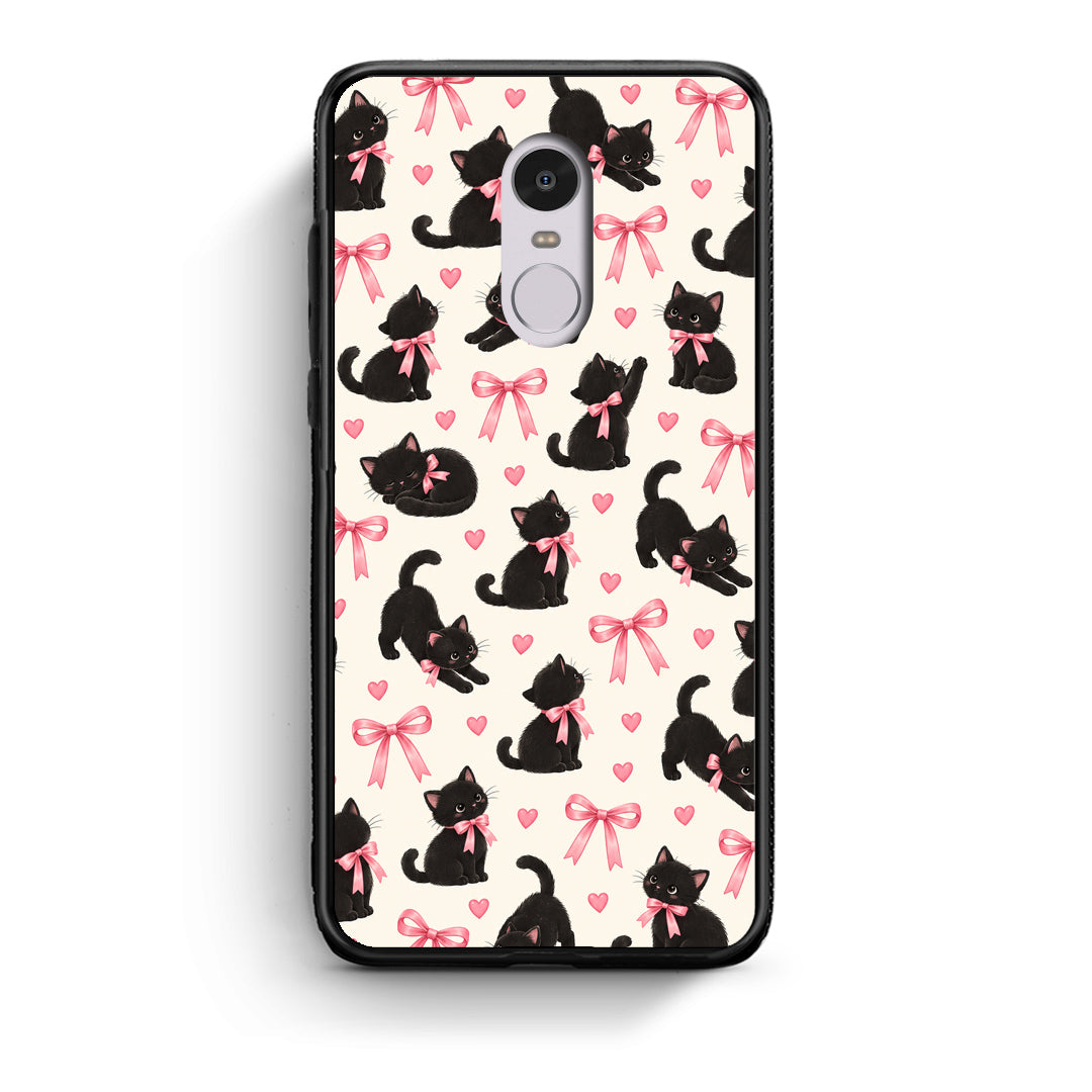 Θήκη Xiaomi Redmi Note 4 / 4X Black Kittens and Pink Bows on Cream Small από τη Smartfits με σχέδιο στο πίσω μέρος και μαύρο περίβλημα | Xiaomi Redmi Note 4 / 4X Black Kittens and Pink Bows on Cream Small case with colorful back and black bezels