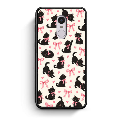Θήκη Xiaomi Redmi Note 4 / 4X Black Kittens and Pink Bows on Cream Small από τη Smartfits με σχέδιο στο πίσω μέρος και μαύρο περίβλημα | Xiaomi Redmi Note 4 / 4X Black Kittens and Pink Bows on Cream Small case with colorful back and black bezels