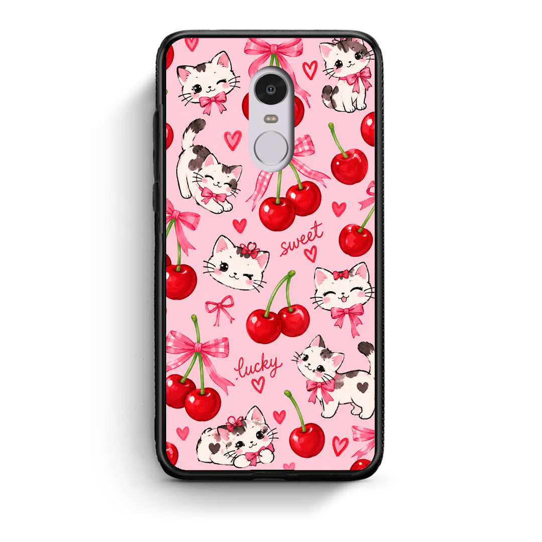 Θήκη Xiaomi Redmi Note 4 / 4X Cherries Bows and Kittens on Pink από τη Smartfits με σχέδιο στο πίσω μέρος και μαύρο περίβλημα | Xiaomi Redmi Note 4 / 4X Cherries Bows and Kittens on Pink case with colorful back and black bezels
