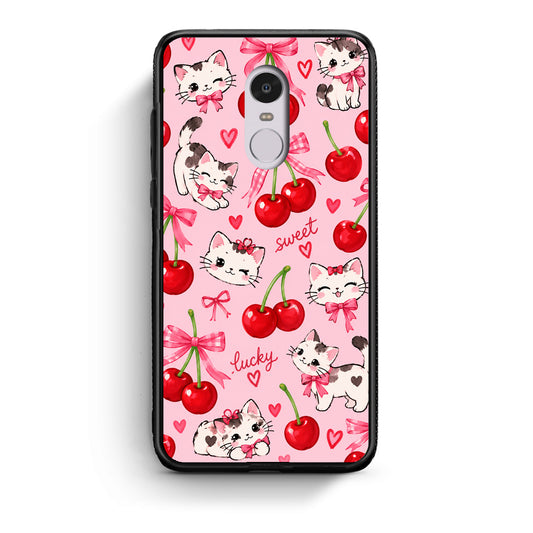 Θήκη Xiaomi Redmi Note 4 / 4X Cherries Bows and Kittens on Pink από τη Smartfits με σχέδιο στο πίσω μέρος και μαύρο περίβλημα | Xiaomi Redmi Note 4 / 4X Cherries Bows and Kittens on Pink case with colorful back and black bezels