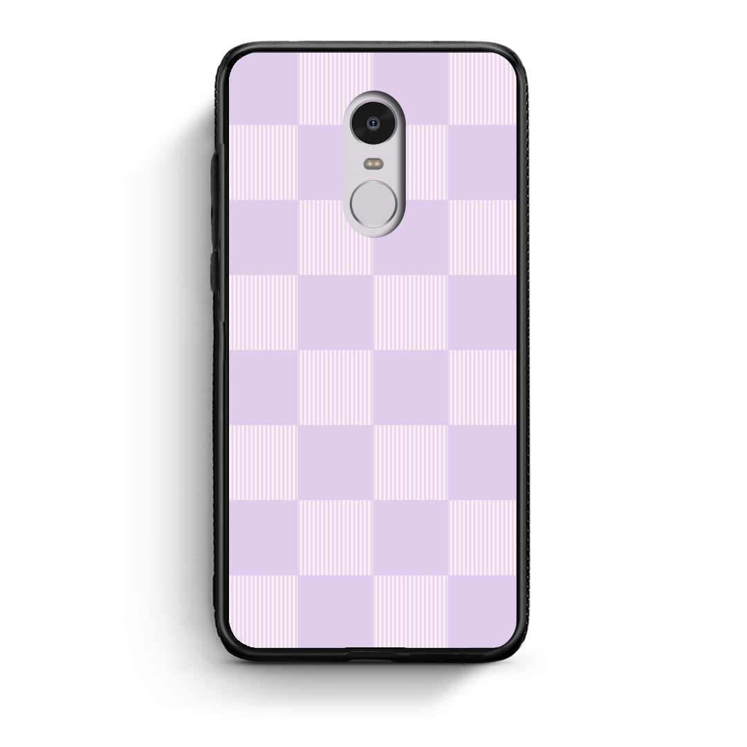 Θήκη Xiaomi Redmi Note 4 / 4X Lilac and Cream Striped Checks από τη Smartfits με σχέδιο στο πίσω μέρος και μαύρο περίβλημα | Xiaomi Redmi Note 4 / 4X Lilac and Cream Striped Checks case with colorful back and black bezels