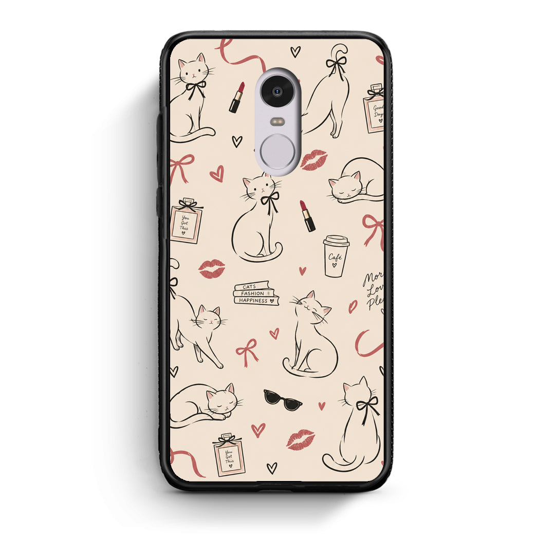 Θήκη Xiaomi Redmi Note 4 / 4X Minimal Cat and Fashion Doodles on Cream από τη Smartfits με σχέδιο στο πίσω μέρος και μαύρο περίβλημα | Xiaomi Redmi Note 4 / 4X Minimal Cat and Fashion Doodles on Cream case with colorful back and black bezels