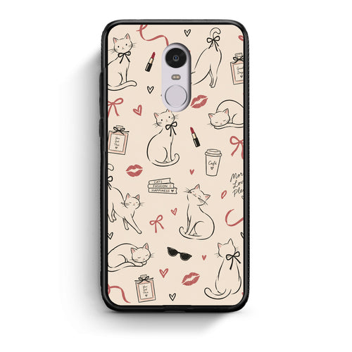 Θήκη Xiaomi Redmi Note 4 / 4X Minimal Cat and Fashion Doodles on Cream από τη Smartfits με σχέδιο στο πίσω μέρος και μαύρο περίβλημα | Xiaomi Redmi Note 4 / 4X Minimal Cat and Fashion Doodles on Cream case with colorful back and black bezels