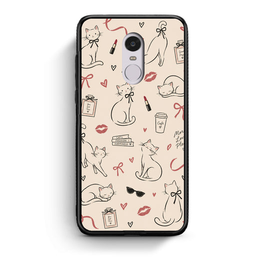 Θήκη Xiaomi Redmi Note 4 / 4X Minimal Cat and Fashion Doodles on Cream από τη Smartfits με σχέδιο στο πίσω μέρος και μαύρο περίβλημα | Xiaomi Redmi Note 4 / 4X Minimal Cat and Fashion Doodles on Cream case with colorful back and black bezels