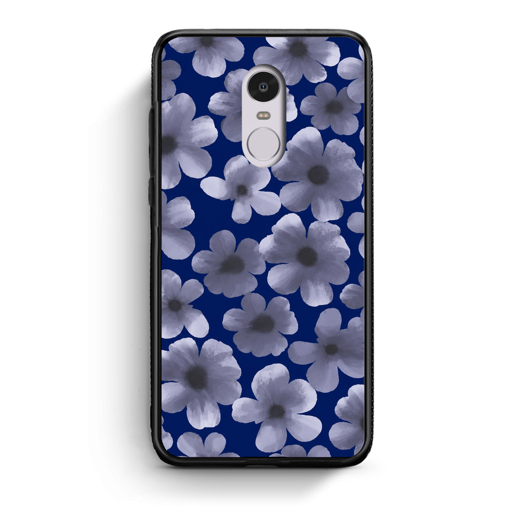 Θήκη Xiaomi Redmi Note 4 / 4X Pale Blue Flowers on Navy από τη Smartfits με σχέδιο στο πίσω μέρος και μαύρο περίβλημα | Xiaomi Redmi Note 4 / 4X Pale Blue Flowers on Navy case with colorful back and black bezels