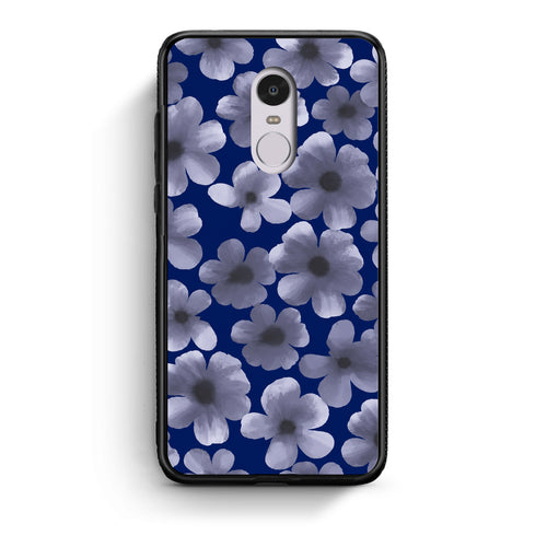 Θήκη Xiaomi Redmi Note 4 / 4X Pale Blue Flowers on Navy από τη Smartfits με σχέδιο στο πίσω μέρος και μαύρο περίβλημα | Xiaomi Redmi Note 4 / 4X Pale Blue Flowers on Navy case with colorful back and black bezels