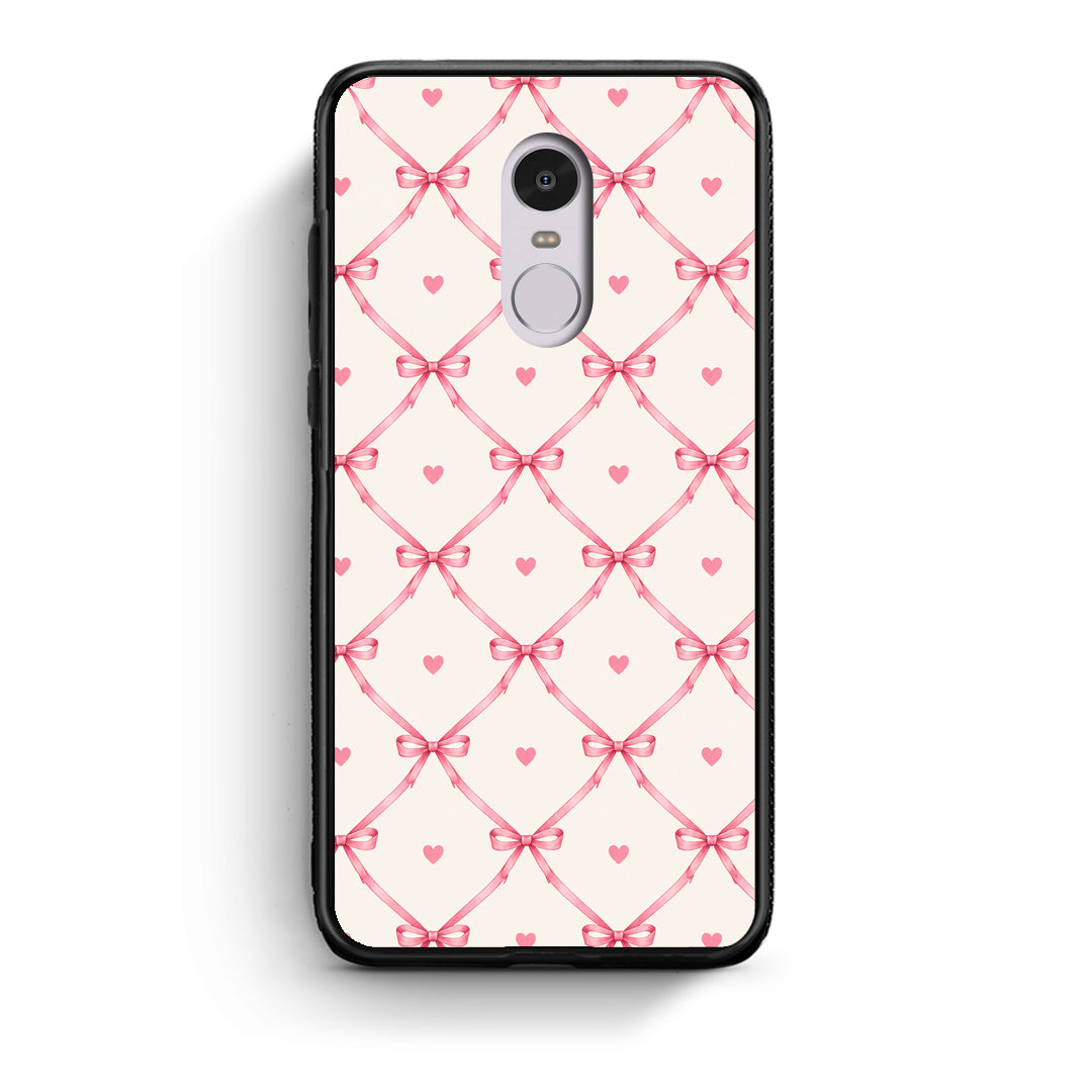 Θήκη Xiaomi Redmi Note 4 / 4X Pink Bow Lattice and Hearts on Cream από τη Smartfits με σχέδιο στο πίσω μέρος και μαύρο περίβλημα | Xiaomi Redmi Note 4 / 4X Pink Bow Lattice and Hearts on Cream case with colorful back and black bezels