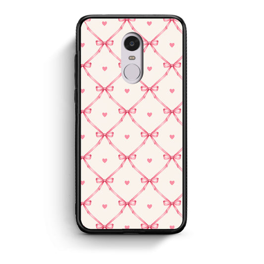 Θήκη Xiaomi Redmi Note 4 / 4X Pink Bow Lattice and Hearts on Cream από τη Smartfits με σχέδιο στο πίσω μέρος και μαύρο περίβλημα | Xiaomi Redmi Note 4 / 4X Pink Bow Lattice and Hearts on Cream case with colorful back and black bezels