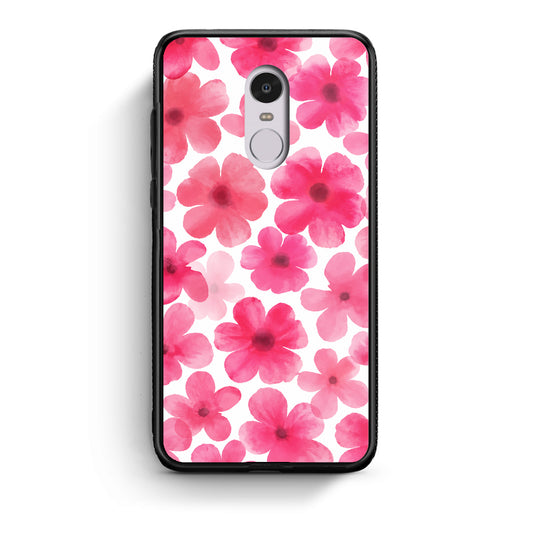 Θήκη Xiaomi Redmi Note 4 / 4X Pink Watercolour Flowers on White από τη Smartfits με σχέδιο στο πίσω μέρος και μαύρο περίβλημα | Xiaomi Redmi Note 4 / 4X Pink Watercolour Flowers on White case with colorful back and black bezels