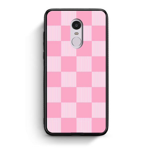 Θήκη Xiaomi Redmi Note 4 / 4X Pink and White Striped Checks από τη Smartfits με σχέδιο στο πίσω μέρος και μαύρο περίβλημα | Xiaomi Redmi Note 4 / 4X Pink and White Striped Checks case with colorful back and black bezels