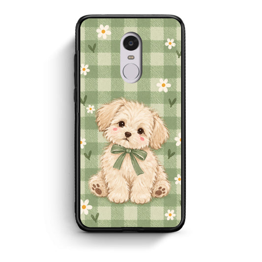 Θήκη Xiaomi Redmi Note 4 / 4X Puppy and Daisies on Sage Gingham από τη Smartfits με σχέδιο στο πίσω μέρος και μαύρο περίβλημα | Xiaomi Redmi Note 4 / 4X Puppy and Daisies on Sage Gingham case with colorful back and black bezels