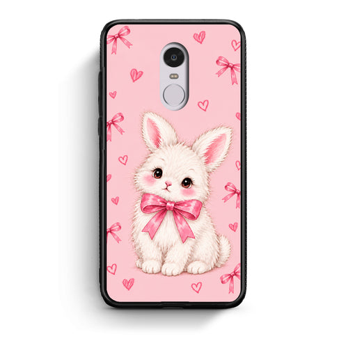 Θήκη Xiaomi Redmi Note 4 / 4X White Bunny and Pink Bows από τη Smartfits με σχέδιο στο πίσω μέρος και μαύρο περίβλημα | Xiaomi Redmi Note 4 / 4X White Bunny and Pink Bows case with colorful back and black bezels