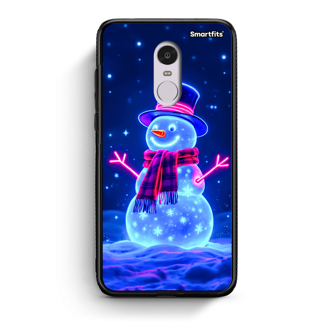 Xiaomi Redmi Note 4/4X Christmas Neon Snowman θήκη από τη Smartfits με σχέδιο στο πίσω μέρος και μαύρο περίβλημα | Smartphone case with colorful back and black bezels by Smartfits