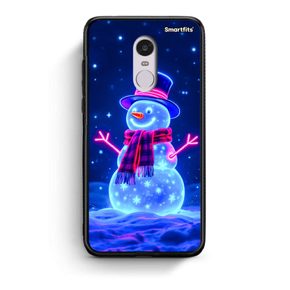 Xiaomi Redmi Note 4/4X Christmas Neon Snowman θήκη από τη Smartfits με σχέδιο στο πίσω μέρος και μαύρο περίβλημα | Smartphone case with colorful back and black bezels by Smartfits