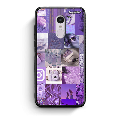 Xiaomi Redmi Note 4/4X Purple Aesthetic Collage θήκη από τη Smartfits με σχέδιο στο πίσω μέρος και μαύρο περίβλημα | Smartphone case with colorful back and black bezels by Smartfits