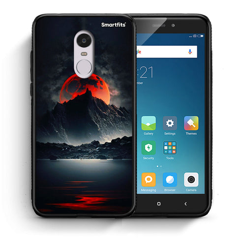 Θήκη Xiaomi Redmi Note 4/4X Red Full Moon από τη Smartfits με σχέδιο στο πίσω μέρος και μαύρο περίβλημα | Xiaomi Redmi Note 4/4X Red Full Moon case with colorful back and black bezels
