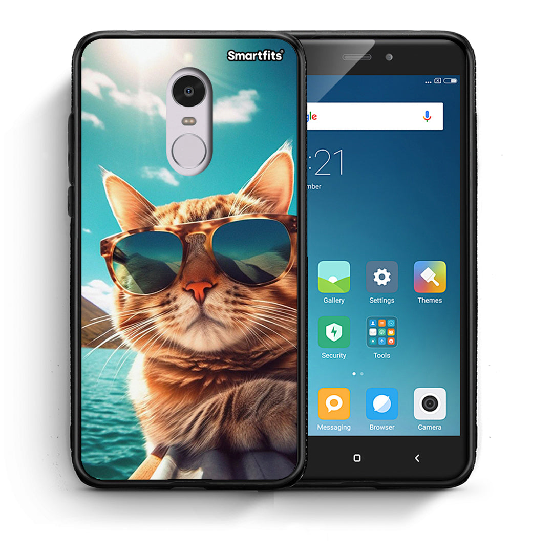 Θήκη Xiaomi Redmi Note 4/4X Summer Cat από τη Smartfits με σχέδιο στο πίσω μέρος και μαύρο περίβλημα | Xiaomi Redmi Note 4/4X Summer Cat case with colorful back and black bezels