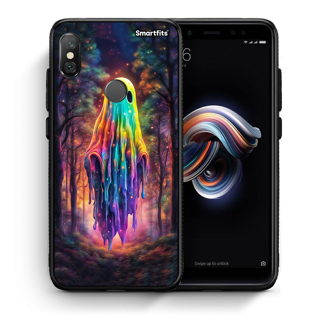 Θήκη Xiaomi Redmi Note 5 Halloween Ghost από τη Smartfits με σχέδιο στο πίσω μέρος και μαύρο περίβλημα | Xiaomi Redmi Note 5 Halloween Ghost case with colorful back and black bezels