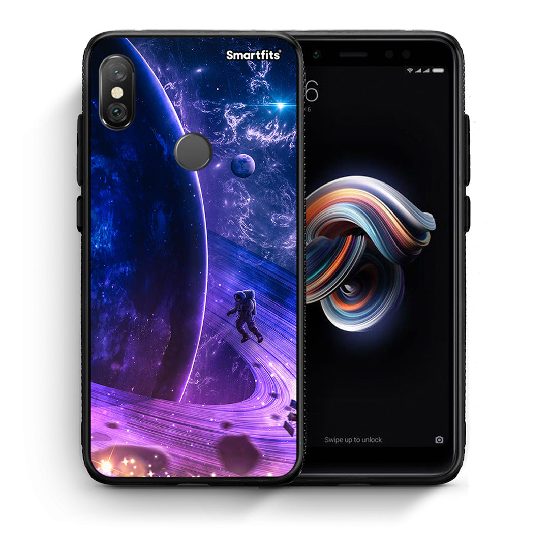 Θήκη Xiaomi Redmi Note 5 Lost Astronaut από τη Smartfits με σχέδιο στο πίσω μέρος και μαύρο περίβλημα | Xiaomi Redmi Note 5 Lost Astronaut case with colorful back and black bezels