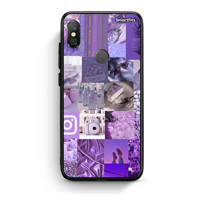 Xiaomi Redmi Note 5 Purple Aesthetic Collage θήκη από τη Smartfits με σχέδιο στο πίσω μέρος και μαύρο περίβλημα | Smartphone case with colorful back and black bezels by Smartfits